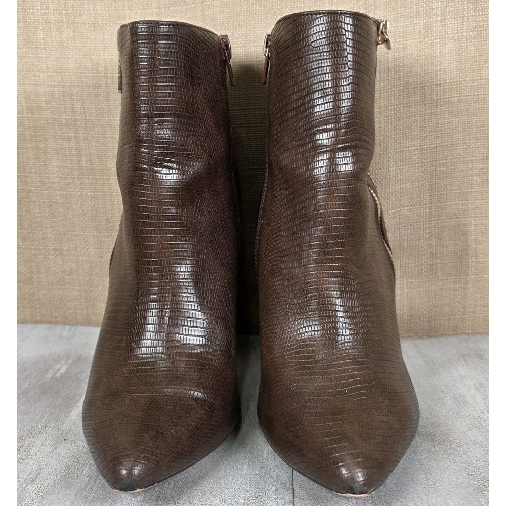 Just Fab Remi Women's Size 8 Ankle Boots Zip Up Pointed Toe Suede Cone Heel Boho